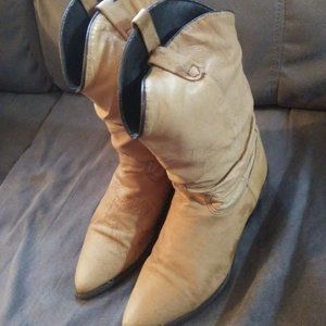 Dingo Western Slouch Boots Tan Leather Size 8